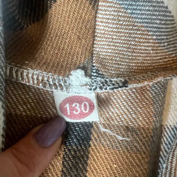 Cream Black Tan 2 Plaid Vest Tunic With Belt Size Small - Picture 7 of 8